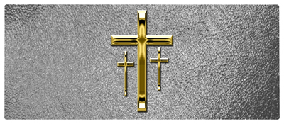 DNSEMP-L-517-GD-SH-SL Gold 3 Crosses Shimmer Silver